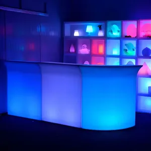Plastic Light up Led Cocktail Table Led Illuminated Bar Counter Outdoor Event Party Club Led Furniture Beach Bar Mobile thumbnail-3
