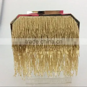 Gold Frame Clutch Style High Qulity Special Bead Tassel Evening Handbag thumbnail-1