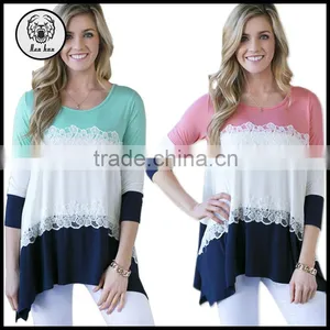 Designer Western Irregular Pastel Color Patchwork Colorblock Bohemian Women Lace Ladies Tops thumbnail-1