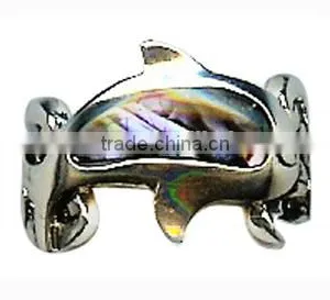 Opal Dolphin Gemstone Silver Ring Dolphin Pretty Opening Adjustable Rings Dolphin Change Color Mood Alloy Rings thumbnail-1