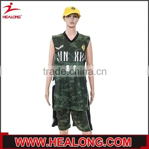 Cheap Price Unisex Submation Reversible Camo Basketball Uniform With Cap thumbnail-1