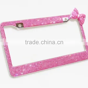 Pink Bow Girls Bling Crystal License Plate Frames thumbnail-1