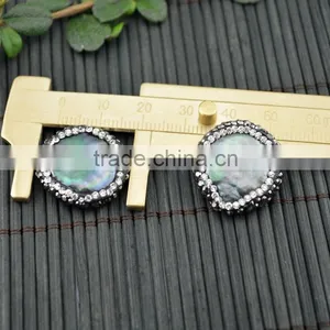 LFD-004B ~ DIY Druzy Gray Pearl Pave Rhinestone Connectors Spacer Beads Handmade Jewelry thumbnail-3