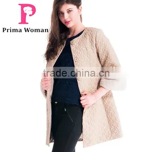 Winter Women Medium Length Embroidered Leather Coat With Detachable Beaver Rabbit Skin Hat Overcoat thumbnail-2