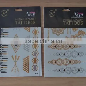 Blingbling Silver Tattoos Flash TattoosTemporary Gold Arabic Tattoos Wholesaler thumbnail-3