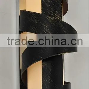 Black Brush Gold Wall Mounted Torch Light MB3306-2BK thumbnail-1