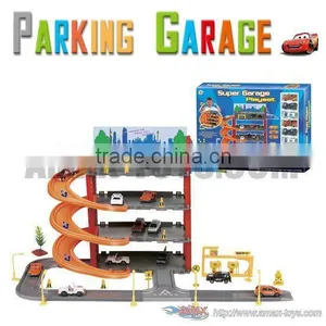Ht-P1688 Park & Play Service Garage With 6 Plastic Cars thumbnail-1
