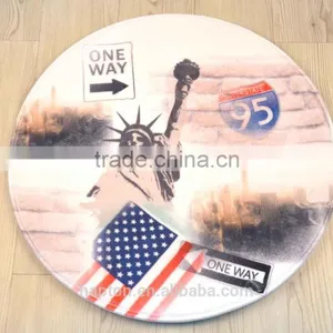 Funny Printed 60cm Round Bathmat With Anti-slipping Back Statues of Liberty Design Memory Foam Mat thumbnail-1