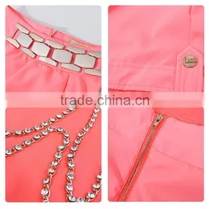 Custom Made Adult Pink Elegant Slim Fit Clubwear Party Trouser Women Woven Jumpsuit thumbnail-6