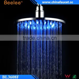 Round Brass Luxury Shower High Pressure Colorful LED Shower Head Powered by Water Pressure thumbnail-3