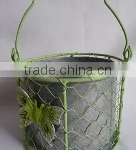 Colorful Round Mesh Wire Basket With Zinc Pot thumbnail-3
