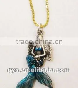 Pewter Mermaid Pendant, Metal Necklace Pendant thumbnail-1