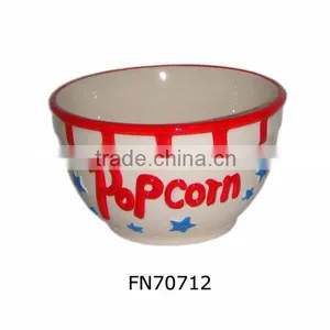 Hand-painted Small Ceramic Popcorn Bowl thumbnail-1