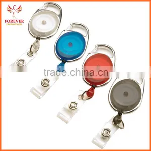 Carabiner Style Retracting ID Card Metal Plastic Yoyo Badge Holder Reel With Mateal Clip And Vinyl Strap thumbnail-1