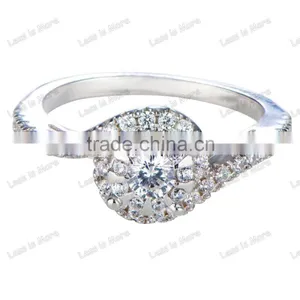 Wax Paved Silver Engagement Ring Fashion Wedding Ring With cz Stone thumbnail-1