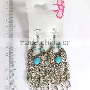 Fancy Silvery Hollow Out Circles Cross Chain Dangle Earrings thumbnail-2