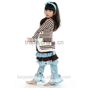 2016 Christmas Yiwu Kaiya New Fashion 3 Pieces Coat Dress and Pant Baby Girl Boutique Clothing Sets thumbnail-3