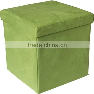 Very Useful! Green Suede Foldable Storage Ottoman thumbnail-1
