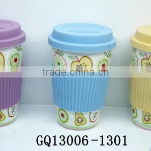 14oz Bone China Cup With Decals Lid and Sleeve and Color Box for Gift thumbnail-6