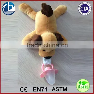 Soft Cute Animal Infant Plush Toy BB Squeaker Detachable Pacifier / Plush Detachable Animal Pacifier Toy thumbnail-1