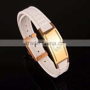 Noproblem P036G FDA Gold Germanium Tourmaline Power Silicone Infinity Bio Health Magnetic Bracelet thumbnail-1