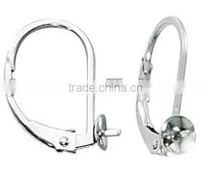 VERY Nice Sterling Silver Lever Back Earrings With Pearl Cups thumbnail-1