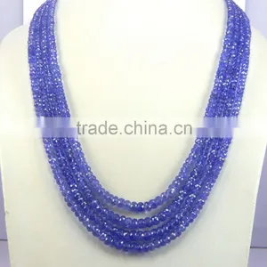 Low Price Natural Royal Blue AA Quality Tanzanite Roundel Faceted Beads, tz Beads thumbnail-4