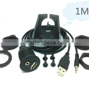 Car Dashboard Flush Mount USB Extension Cable Install Kit 1/8 Inch A/V Jack thumbnail-2