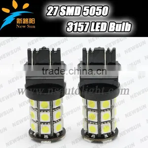 Excellent 2 Pcs Dual Color Switchback 3157/P27W Original 5050 SMD 27 LEDs Turn Signal Light Yellow/Amber Color thumbnail-1