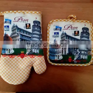 Digital Printing Photo Printing 2 Pcs Kitchen Set Oven Mitten and Pot Holder thumbnail-2