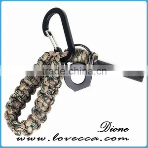 Army Tactical Outdoor Survival Paracord Key Chain With Firestarter Bar thumbnail-2
