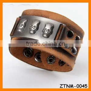 2014 Punk Skull Antique Silver Wide Bracelet Wholesale ZTNM-0045 thumbnail-1