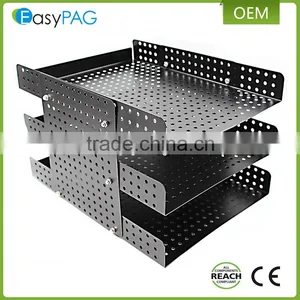 Factory Custom Made Black Color 3 Tier Large Space Metal Mesh Office Desk File Holder thumbnail-6
