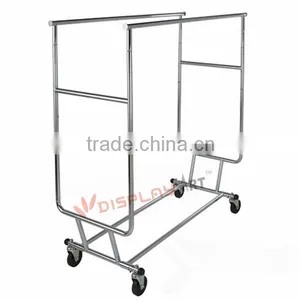 Double Rail Rolling Clothing Display Rack thumbnail-1