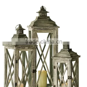 Wholesale Antique Rustic Wood Candle Lantern Decoration Crafts thumbnail-5