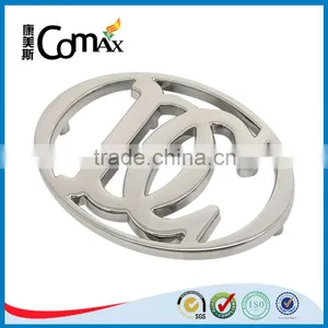Oval Hollow Letters Silver Custom Metal Logo Labels for Handbags thumbnail-1
