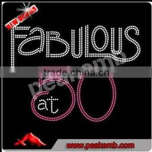 Fabulous at 50 Rhinestone Diamante Transfer Iron On Hotfix Gem Crystal Motif thumbnail-1