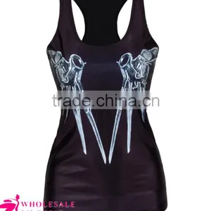 2015 Newest Women's Black Stringer Tank Top Bird in the Cage Printed Tank Tops Wholesale thumbnail-6