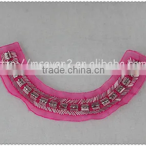 2016 New Design Handmade Red Net Fabric Beaded Collar, Crystal Tube Round Beads Collar thumbnail-6