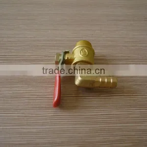 Red Lever Handle L Type Brass Ball Valve With Hose Barb thumbnail-3