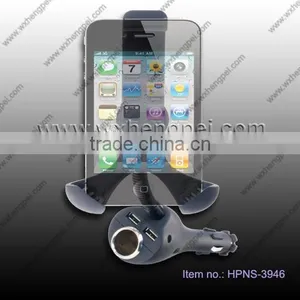 Dual USB Goose Neck Universal Car Holder With Charger for Smartphone thumbnail-1