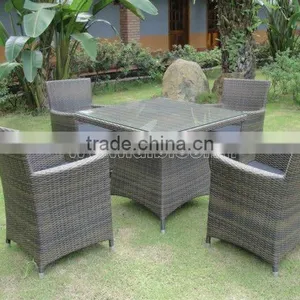 5 Pcs PE Rattan Dining Table Set/ PE Wicker Dining Set/ Outdoor Furniture thumbnail-1