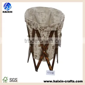 Haixin Crafts High Quality Wooden Foldable Laundry Basket/Hamper thumbnail-1