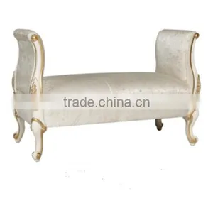 BISINI Ivory Color Antique Finished Kids Wooden Upholstered Dressing Bench for Bedroom - BF07-70302B thumbnail-1
