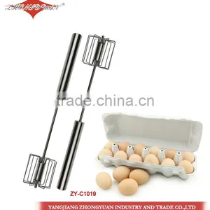 ZY-C1019 12-inch Stainless Steel Rotary Self-mixer Miracle Whisk Hand Push thumbnail-1