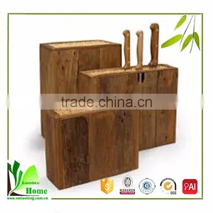 High End Bamboo Kitchen Knife Set With Slotted Bamboo Block thumbnail-3