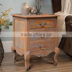 Bedside 3 Drawers Antique Teak Wood Furniture thumbnail-1