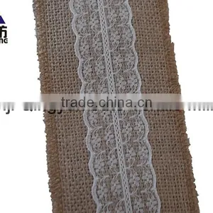 3''*3Y Natural Jute Ribbon With Lace on Spool thumbnail-1