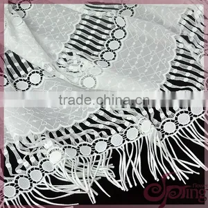 Hollow-out Graceful Embroidery Design Tassel Fringe Cotton Fabric Lace thumbnail-3