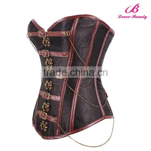 Overbust Corset Shapewear Waist Trimmer Corset Slim Women Brown Color thumbnail-3
